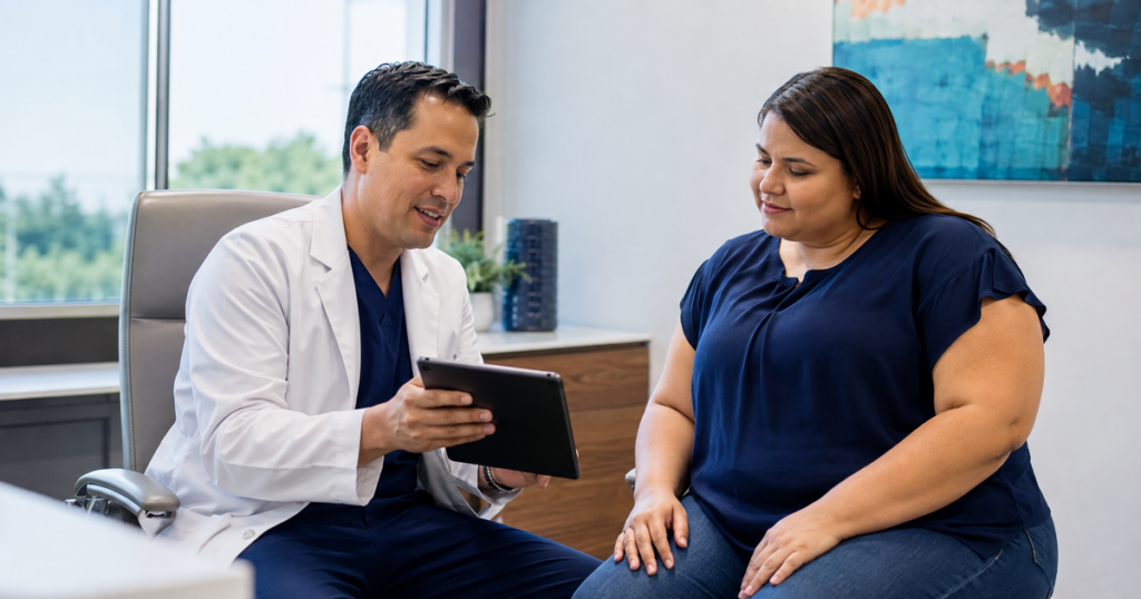 Qué es un bariatra: paciente durante una consulta médica especializada