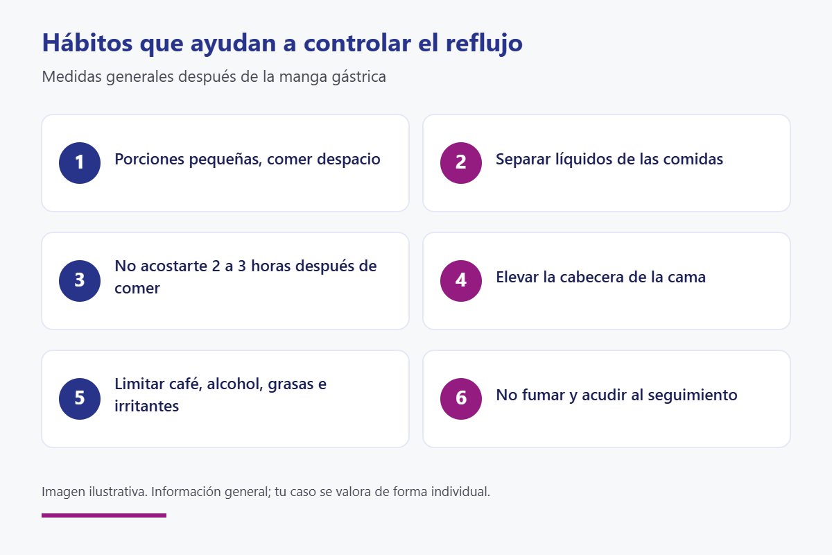 Hábitos que ayudan a controlar el reflujo después de manga gástrica
